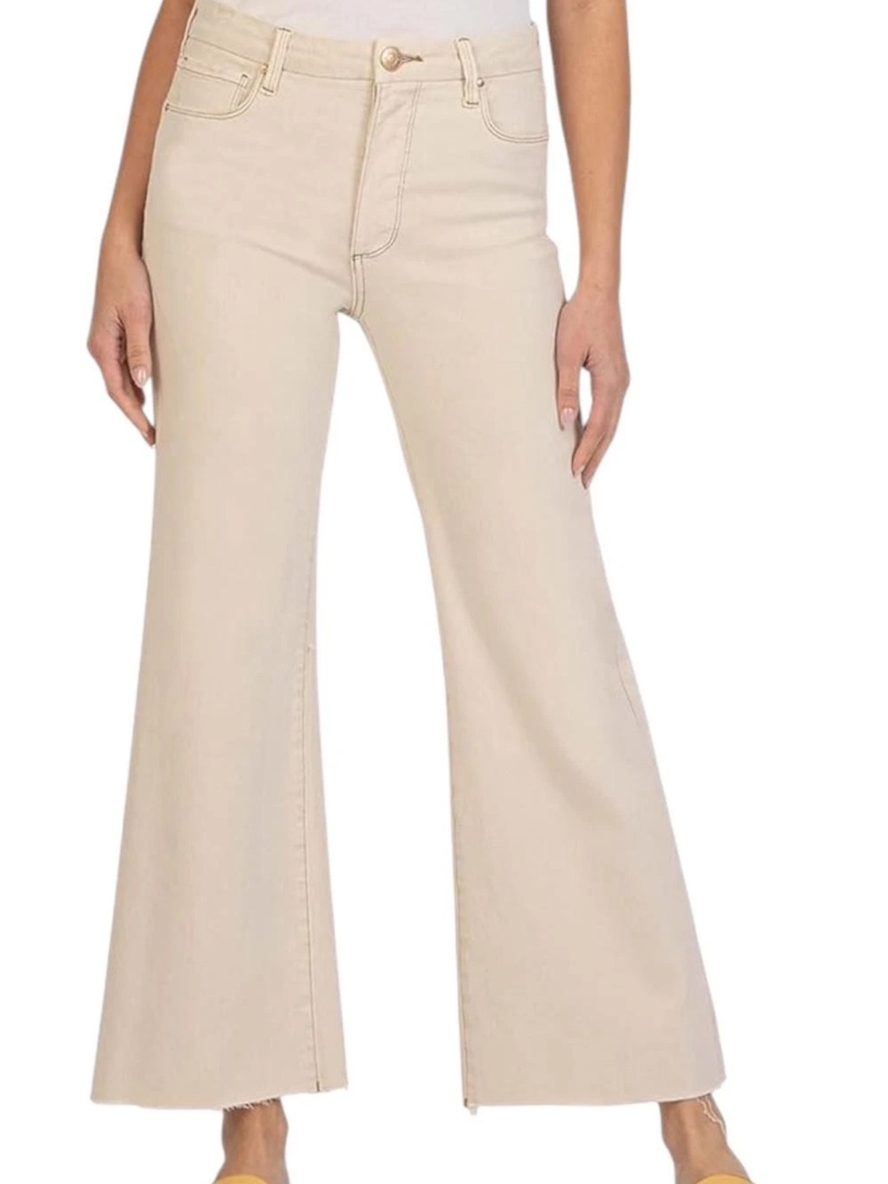 KUT from the Kloth Women's Meg Fab Ab Wide Leg Jean Milestone Ecru